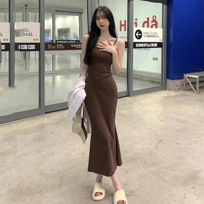 The Fishtail Siren | Women's Sleeveless Backless Suspender Fishtail Maxi Dres