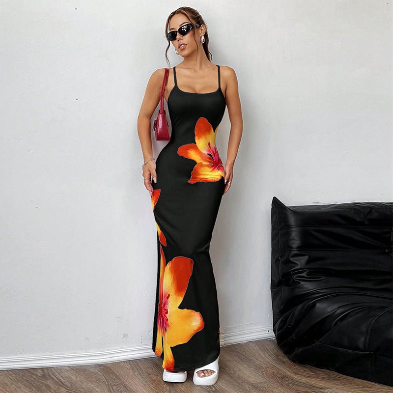European and American style suspender dress tight hip wrap step dress