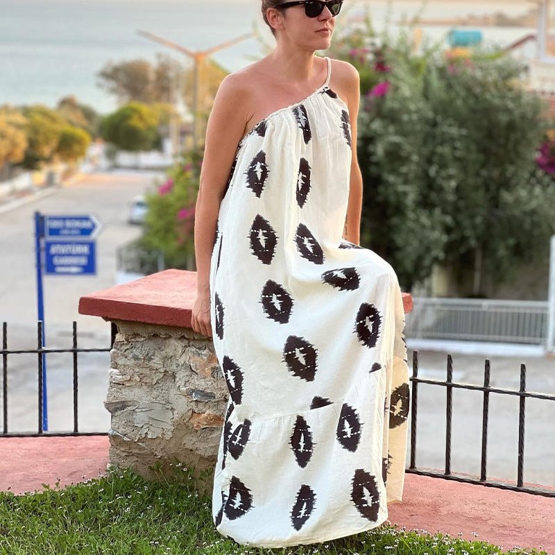 Summer new French design single shoulder suspender beach dress women's dress - image 1